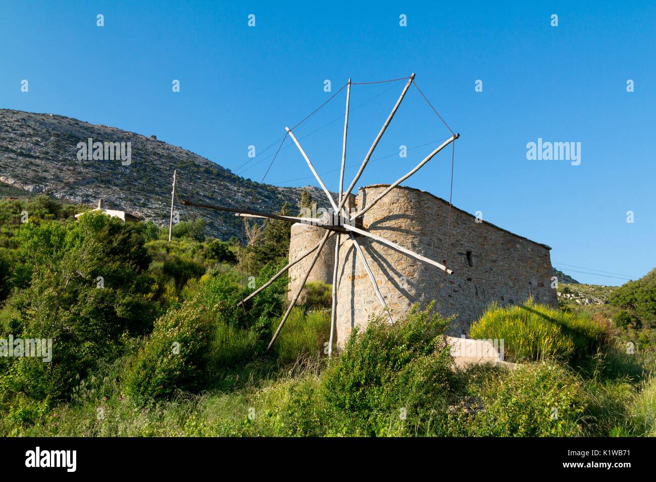 Gli antichi mulini a vento di Lassithi plateau, Creta, Greacia Foto Stock