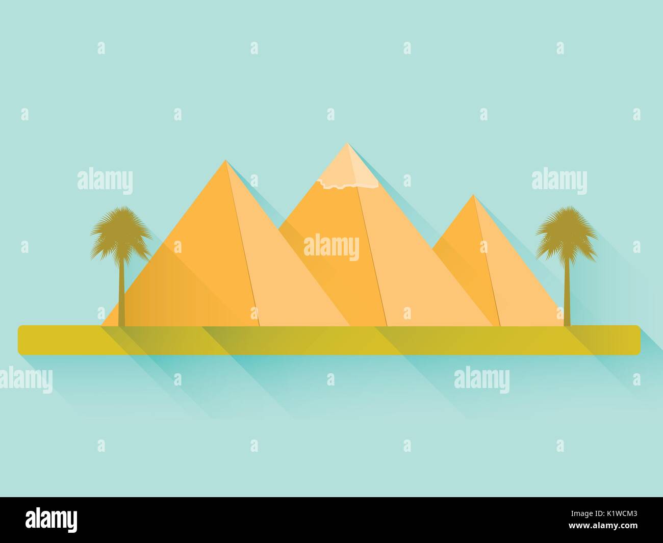 Piramidi Egizie. Piramidi di piatto. Paesaggio con le piramidi egiziane. Illustrazione Vettoriale. Illustrazione Vettoriale