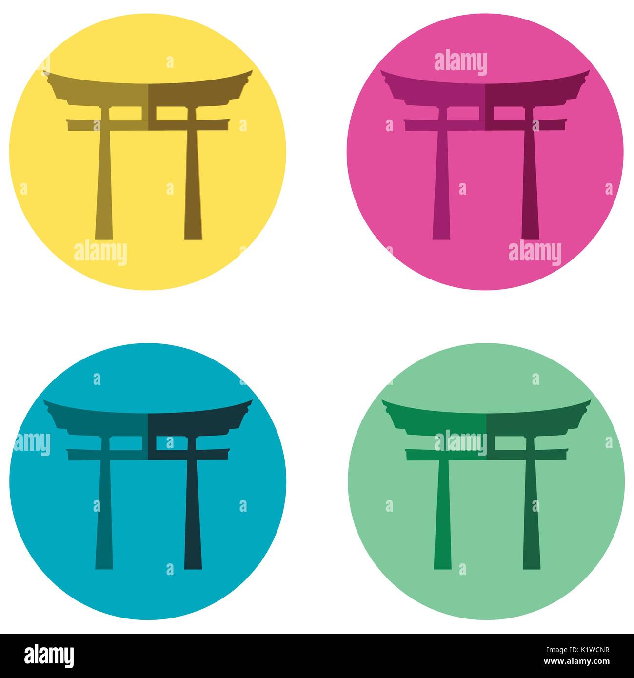 Giappone Gate. Torii gate. Piatto. Lo Shintoismo Illustrazione Vettoriale