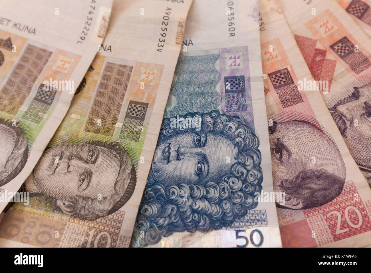 Le banconote di Croazia, la kuna croata Foto Stock