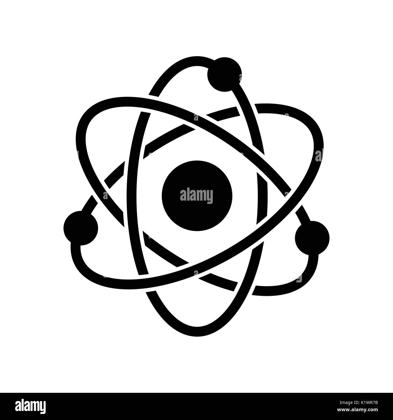 Icona di atomo, simbolo iconico, su sfondo bianco. Vettore design iconico. Illustrazione Vettoriale