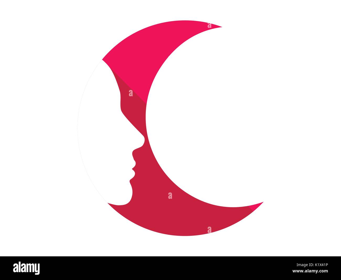 Crescent con un volto. Volto femminile nel profilo. Illustrazione Vettoriale Illustrazione Vettoriale
