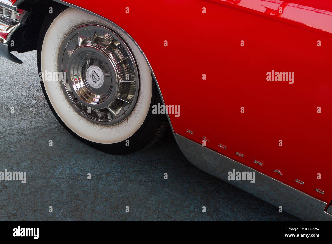 Dettaglio di un rosso Cadillac Eldorado Foto Stock