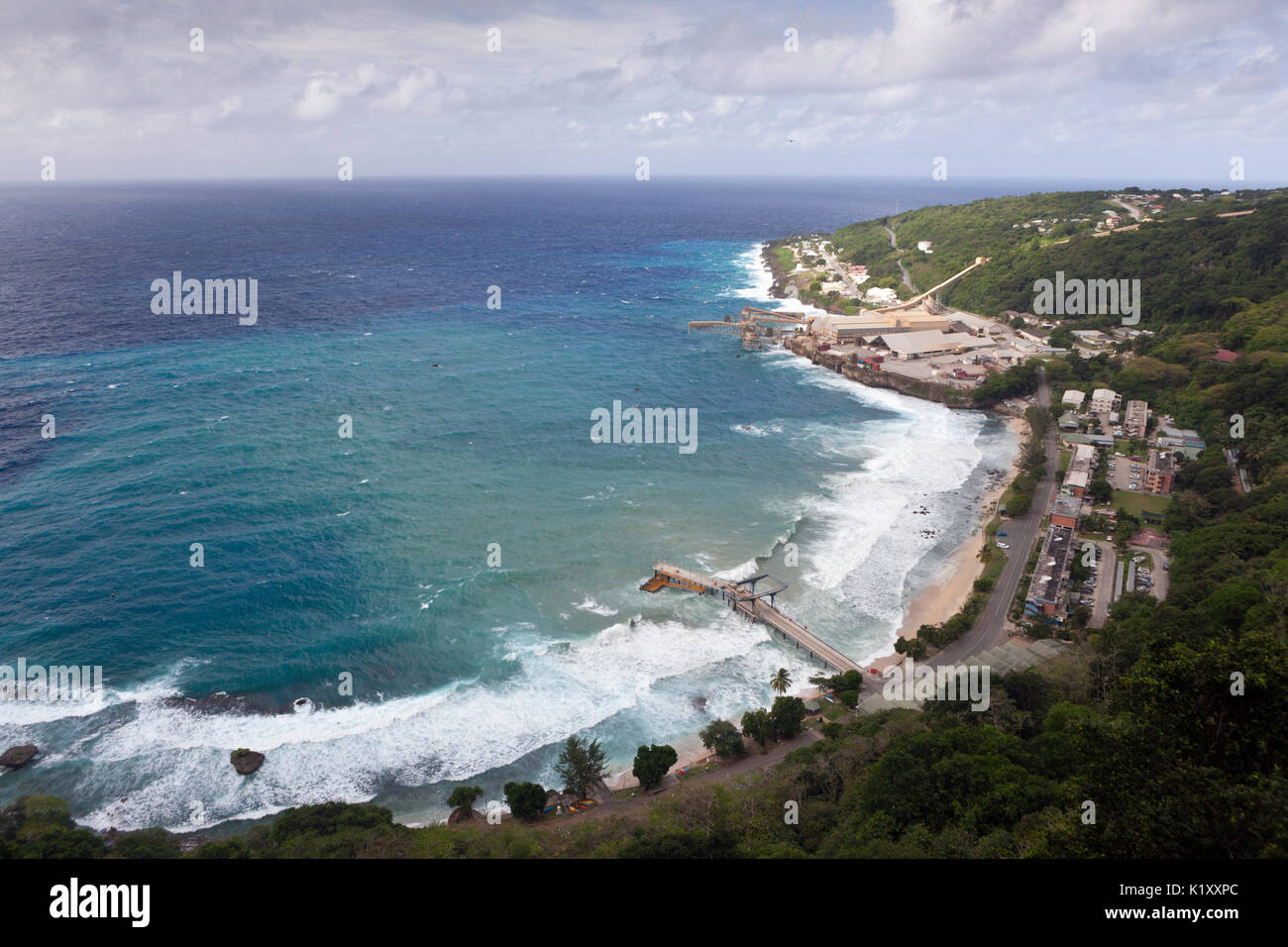 Panoramica di Flying Fish Cove, Isola di Natale, Australia Foto Stock