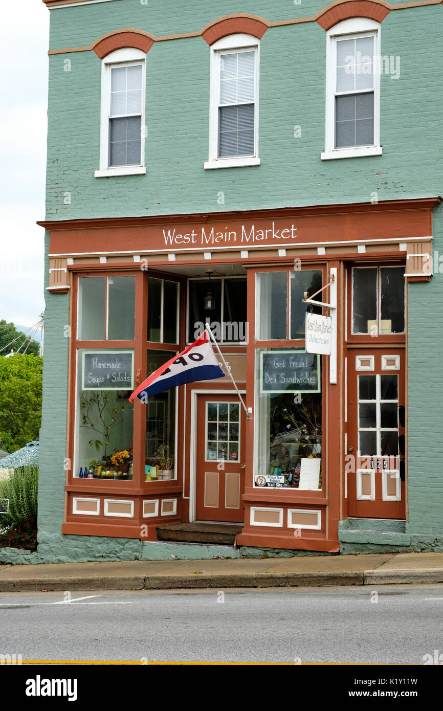 West principale mercato deli gourmet, parchi edificio, 123 West Main Street, Luray, Virginia Foto Stock