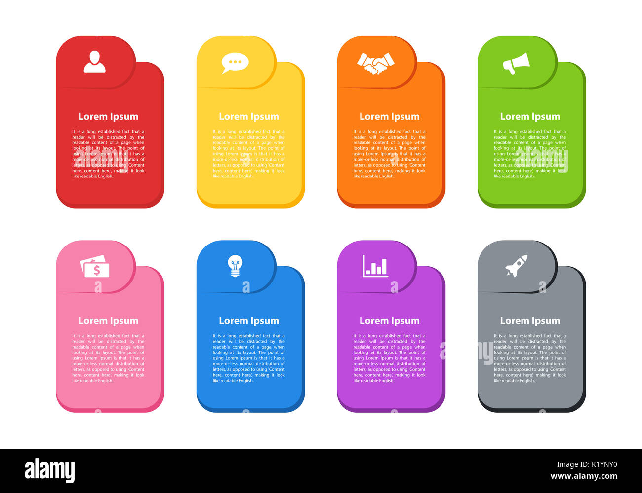 Infografico business design concept illustrazione vettoriale con 8 opzioni o le fasi o processi rappresentano un flusso di lavoro o diagramma di flusso o schema per brochure, Foto Stock