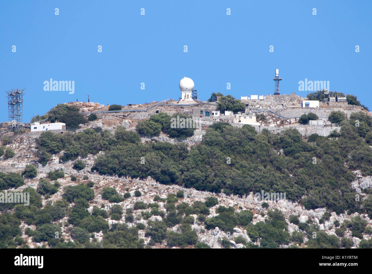La Rocca di Gibilterra monolitico promontorio calcareo situato in British Overseas territorio di Gibilterra nella Penisola Iberica Foto Stock