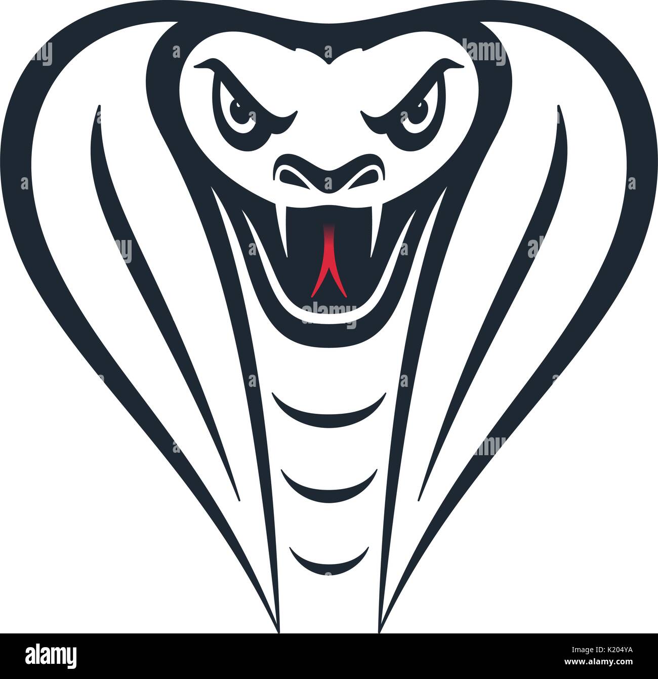 Furious cobra testa su sfondo bianco. Testa di serpente design. Illustrazione Vettoriale. Illustrazione Vettoriale