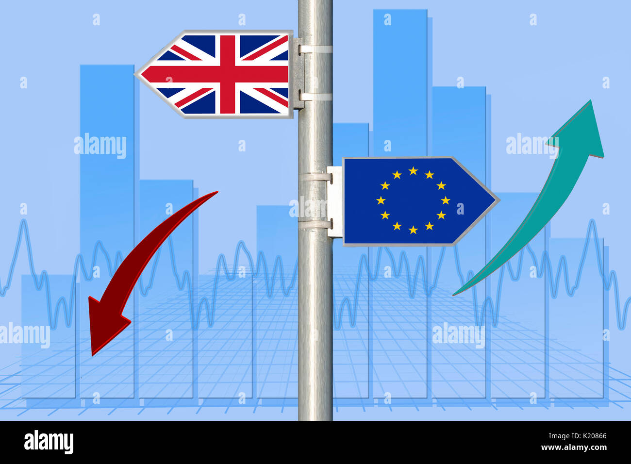 Brexit, UE, valuta britannica, uscita negoziati, la futura cooperazione, incertezza di affari e finanza Foto Stock