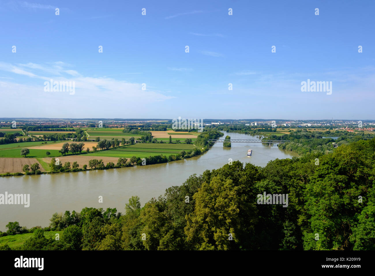 Il Danubio, vista dal Walhalla, Donaustauf, Alto Palatinato, Baviera, Germania Foto Stock