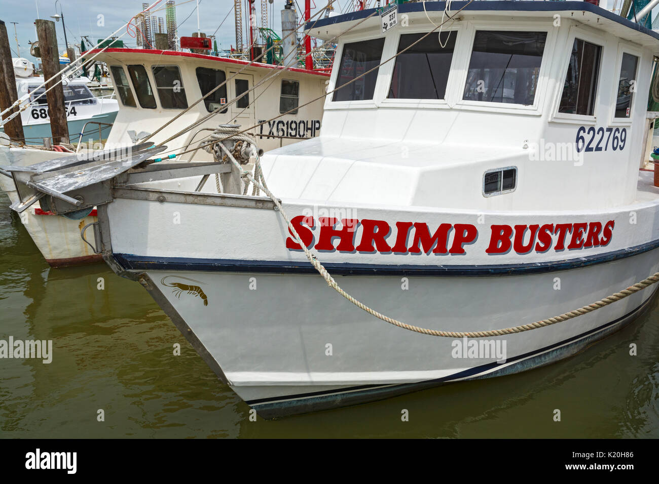 Texas, Galveston, commerciali adibiti alla pesca di gamberetti in barca da pesca Foto Stock
