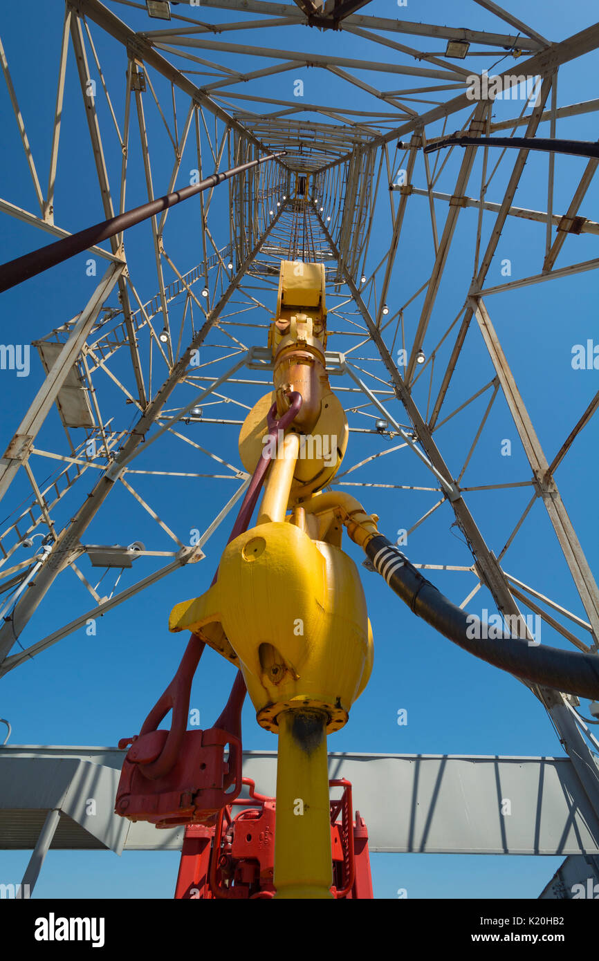 Texas, Galveston, Ocean Star di perforazione offshore Rig museo e centro educativo, derrick, piano di trivellazione Foto Stock