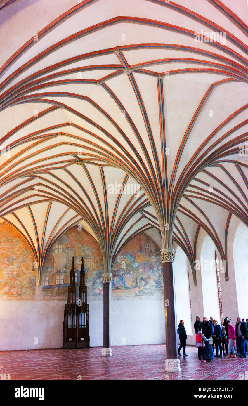 Dettaglio a soffitto in estate in camera il castello dell'Ordine Teutonico in Malbork, o il castello di Malbork. Foto Stock