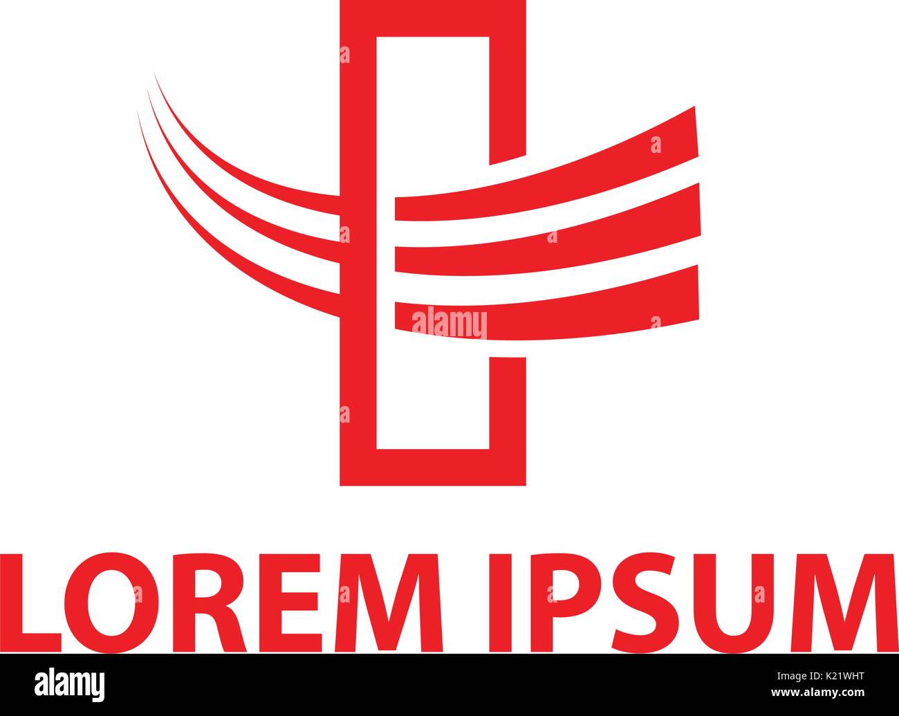 Croce medica con illustrazione delle linee, velocità servizi medici logo design simbolo, isolato su sfondo bianco. Illustrazione Vettoriale