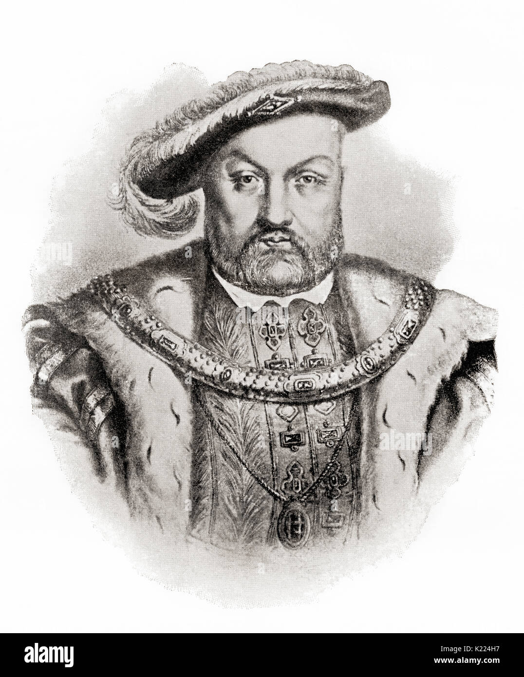 Henry VIII, 1491 - 1547. Re d'Inghilterra. Dalla libreria internazionale della famosa letteratura pubblicata c.1900 Foto Stock