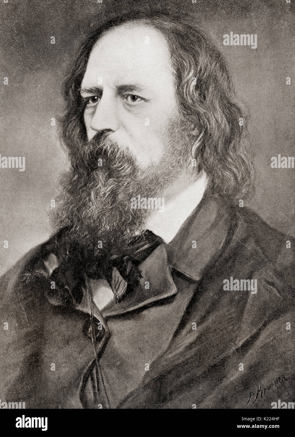 Alfred Tennyson, primo Baron Tennyson, 1809 - 1892. Poeta laureato di Gran Bretagna e Irlanda. Dalla libreria internazionale della famosa letteratura pubblicata c.1900 Foto Stock