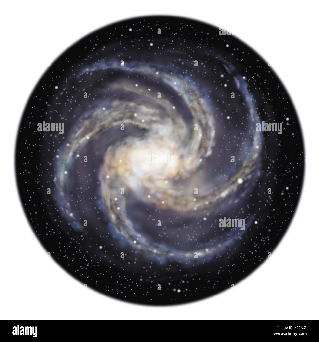 Da sopra la Via Lattea appare come una spirale che ruota su se stessa attorno ad un nucleo. Foto Stock