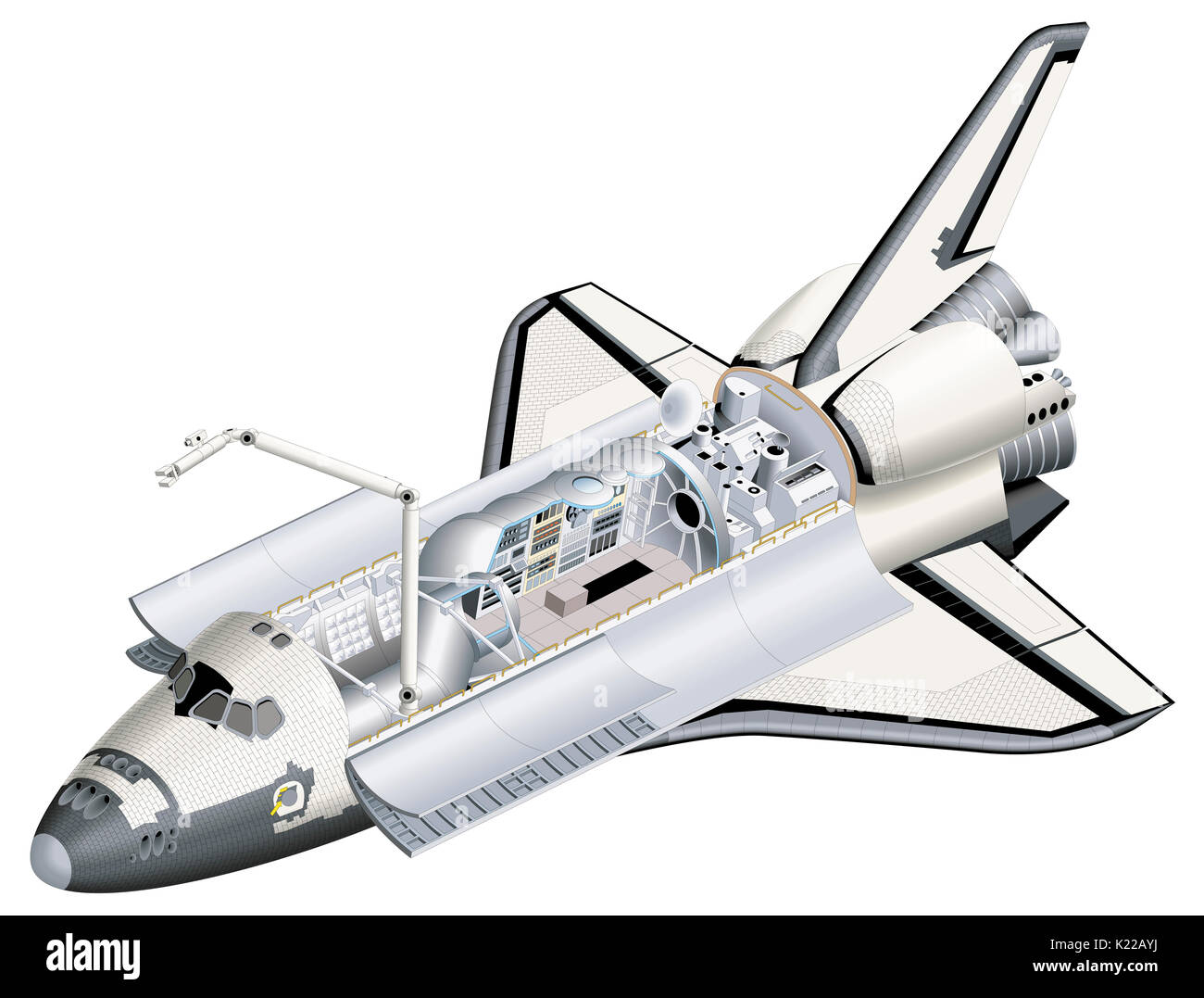 La sola parte della navetta per volare in orbita; è in grado di trasportare 13 tonnellate di materiale e da cinque a sette astronauti. Foto Stock