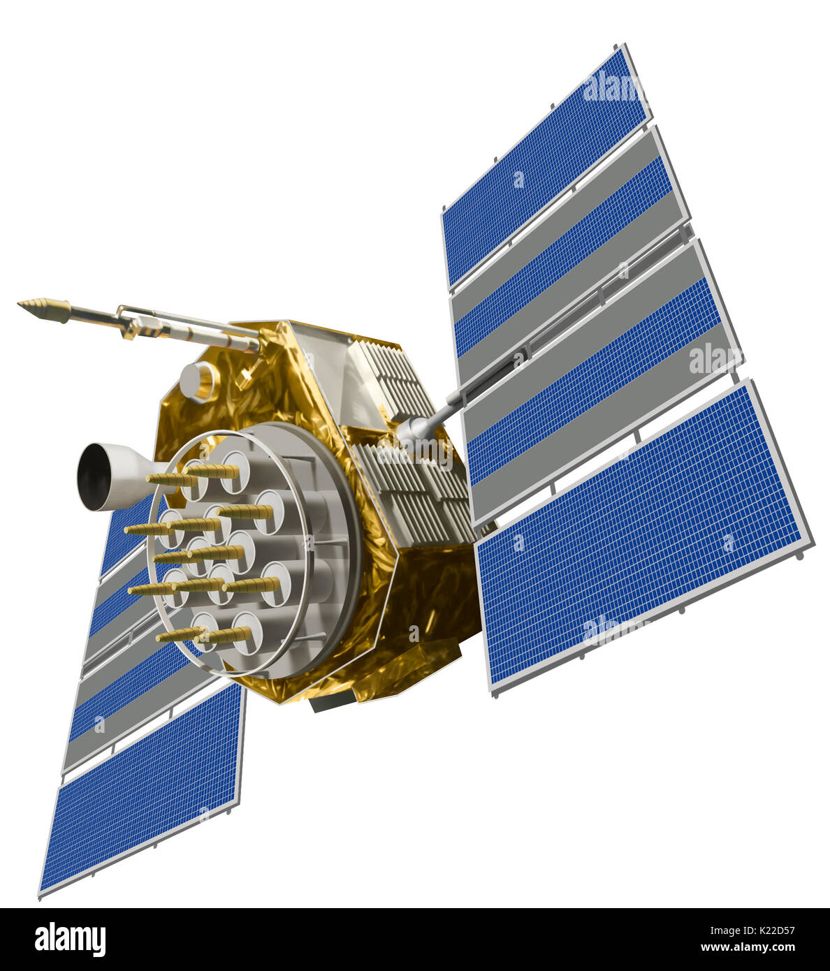 Veicolo spaziale messo in orbita intorno alla terra e per emettere segnali ai ricevitori a terra. Foto Stock