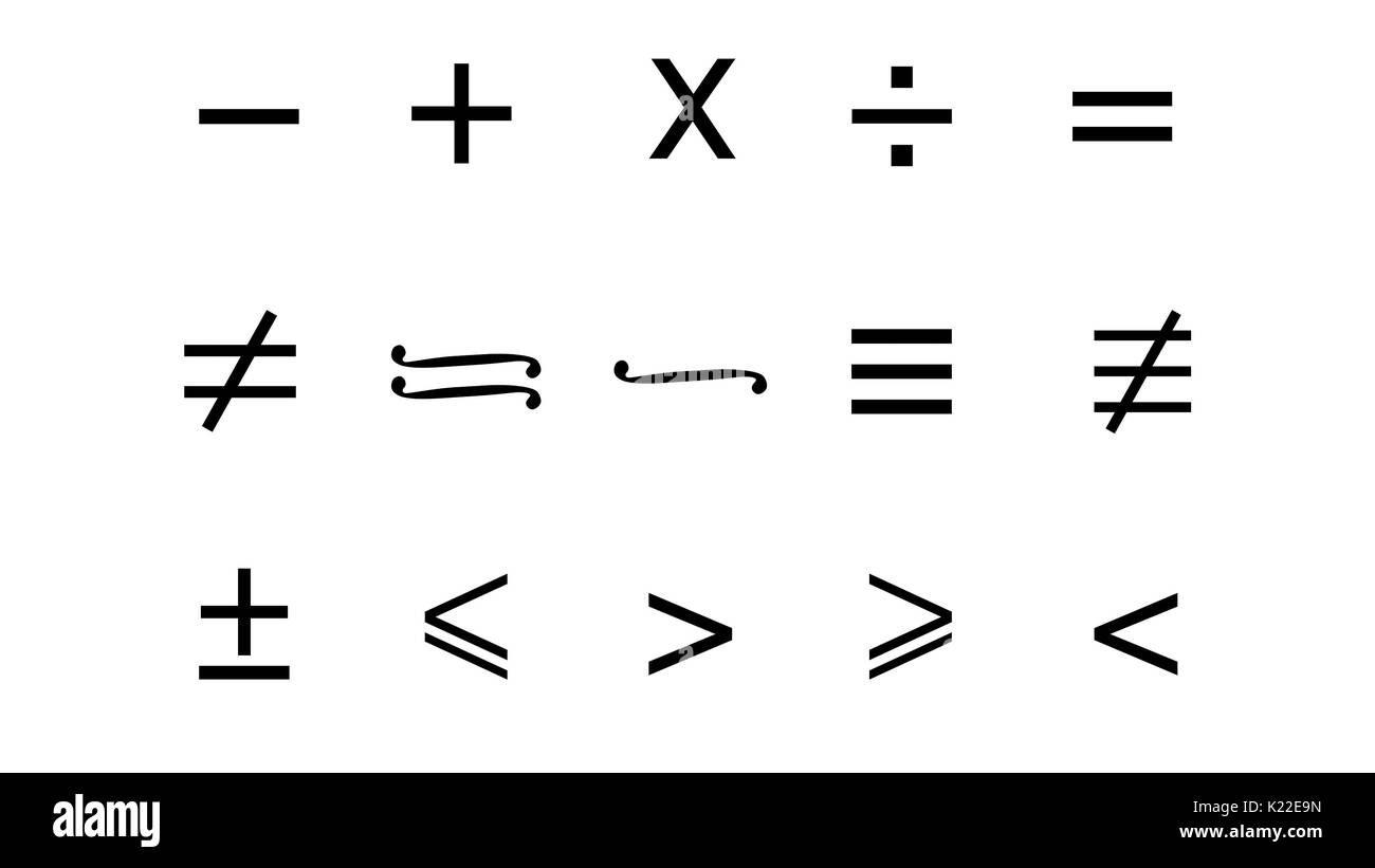 Questi sono alcuni dei simboli utilizzati in matematica. Foto Stock