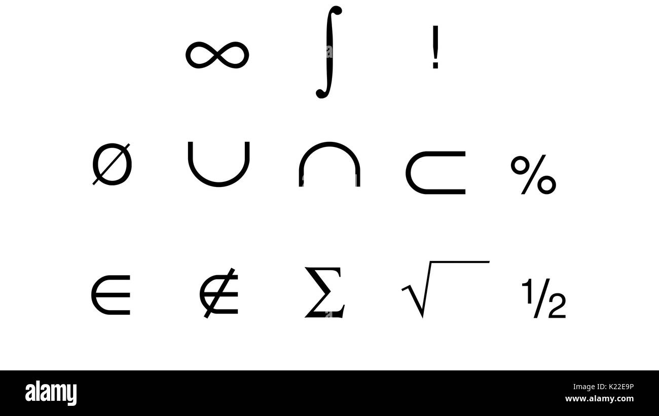 Questi sono alcuni dei simboli utilizzati in matematica. Foto Stock