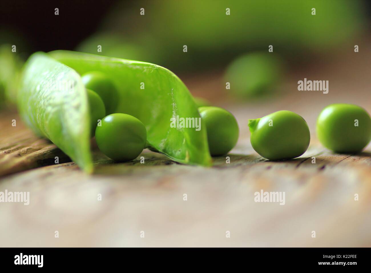 Piselli verdi. Freschi di piselli verdi Foto Stock