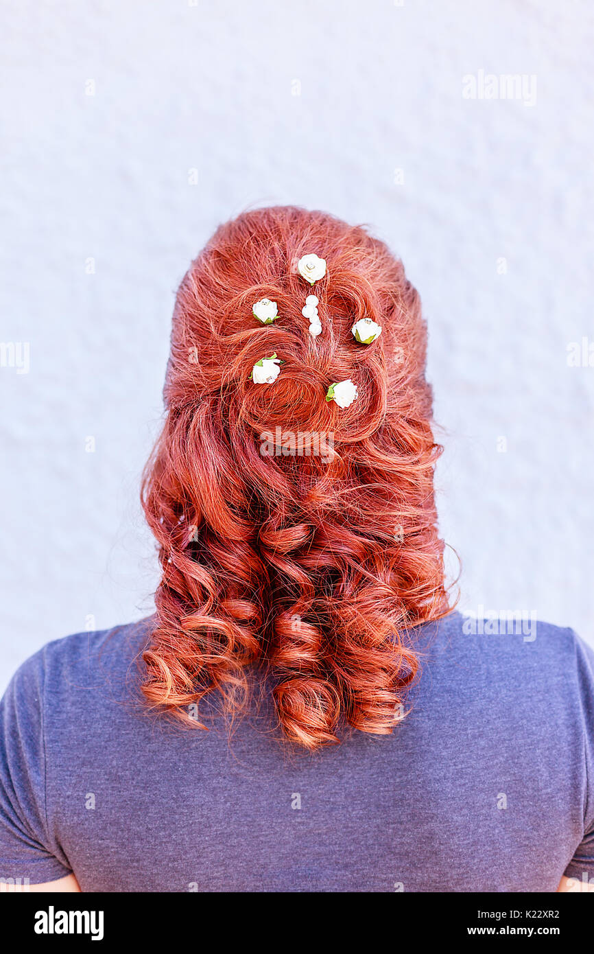 Acconciatura nuziale Foto Stock