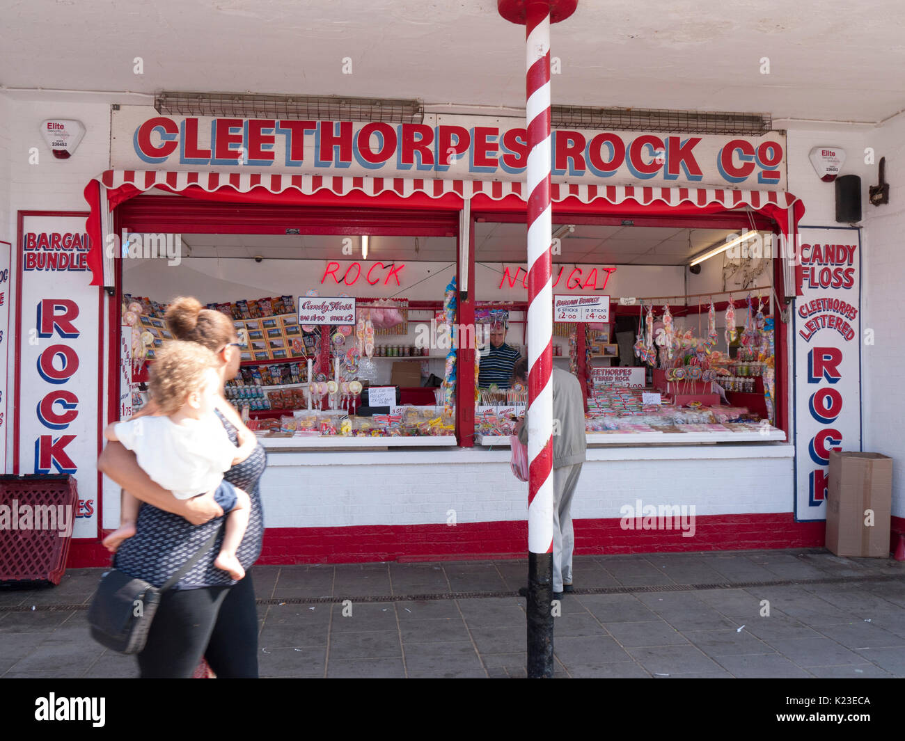 Cleethorpes resort rock stallo. Foto Stock