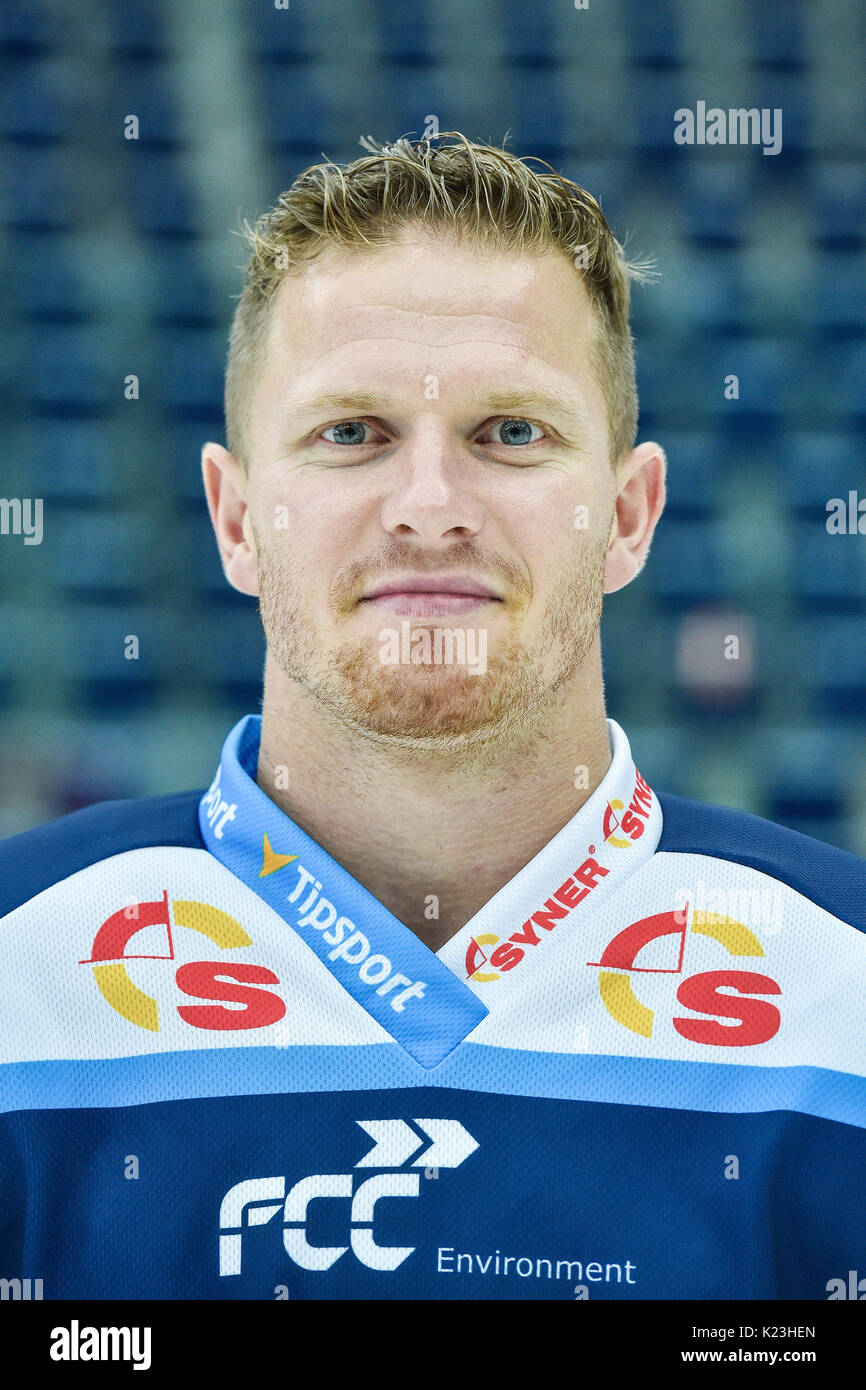 Liberec, Repubblica Ceca. 28 Agosto, 2017. Milano Bartovic della Repubblica ceca di hockey Bili Tygri Liberec, extra league stagione 2017/2018, in Liberec (Repubblica Ceca), il 28 agosto 2017. Credito: Radek Petrasek/CTK foto/Alamy Live News Foto Stock