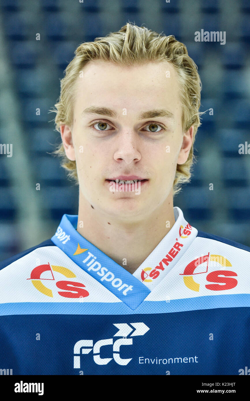 Liberec, Repubblica Ceca. 28 Agosto, 2017. Lukas Jasek della Repubblica ceca di hockey Bili Tygri Liberec, extra league stagione 2017/2018, in Liberec (Repubblica Ceca), il 28 agosto 2017. Credito: Radek Petrasek/CTK foto/Alamy Live News Foto Stock