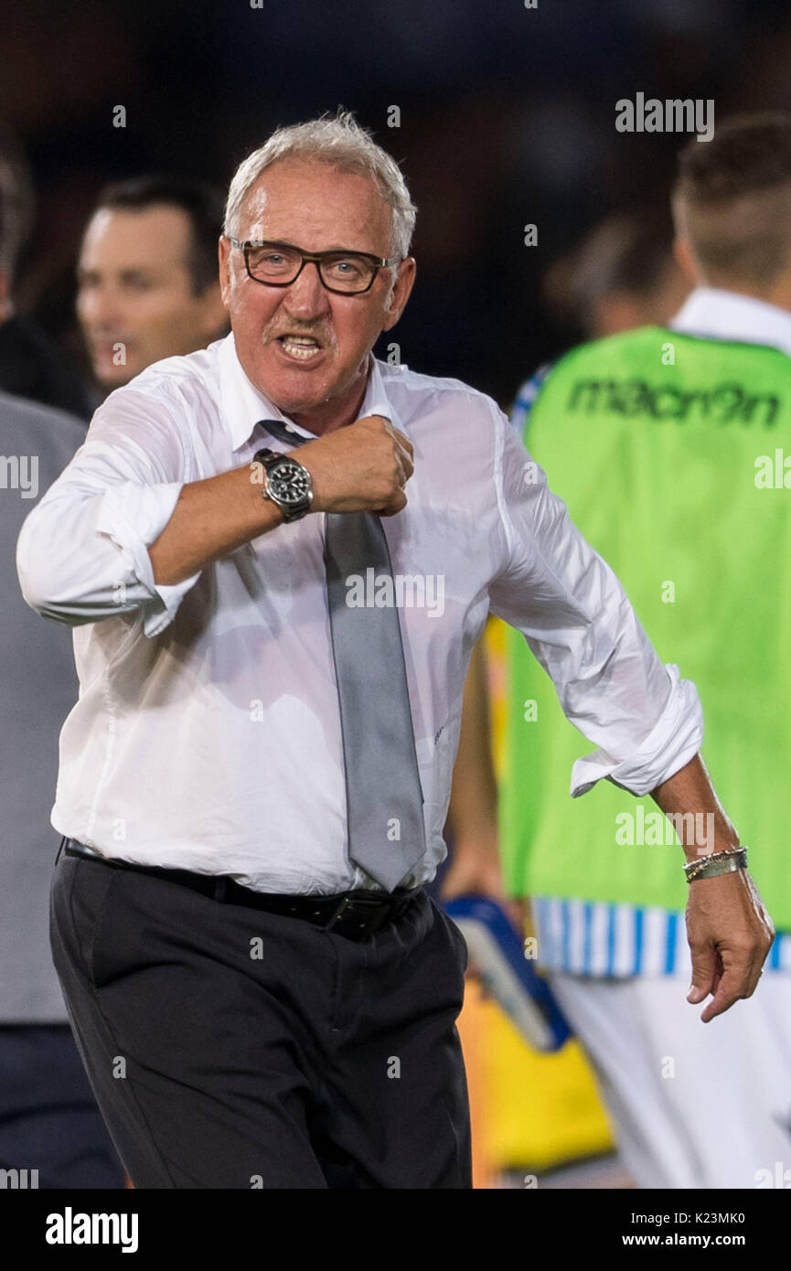 Ferrara, Italia. Il 27 agosto, 2017. Luigi Delneri (Udinese) Calcio/Calcetto : Italiano 'Serie A' match tra SPAL 3-2 Udinese Calcio allo Stadio Paolo Mazza di Ferrara, Italia . Credito: Maurizio Borsari/AFLO/Alamy Live News Foto Stock