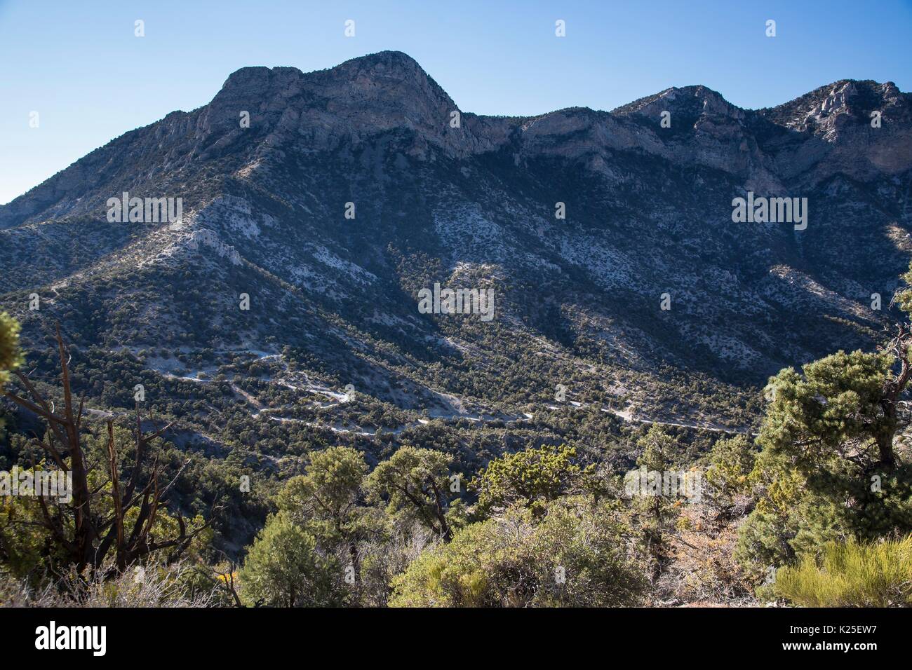 Canyon, creste e picchi di montagna costituiscono la Madre Mountain Wilderness entro il Red Rock Canyon National Conservation Area 26 Settembre 2016 vicino a Las Vegas, Nevada. Foto Stock