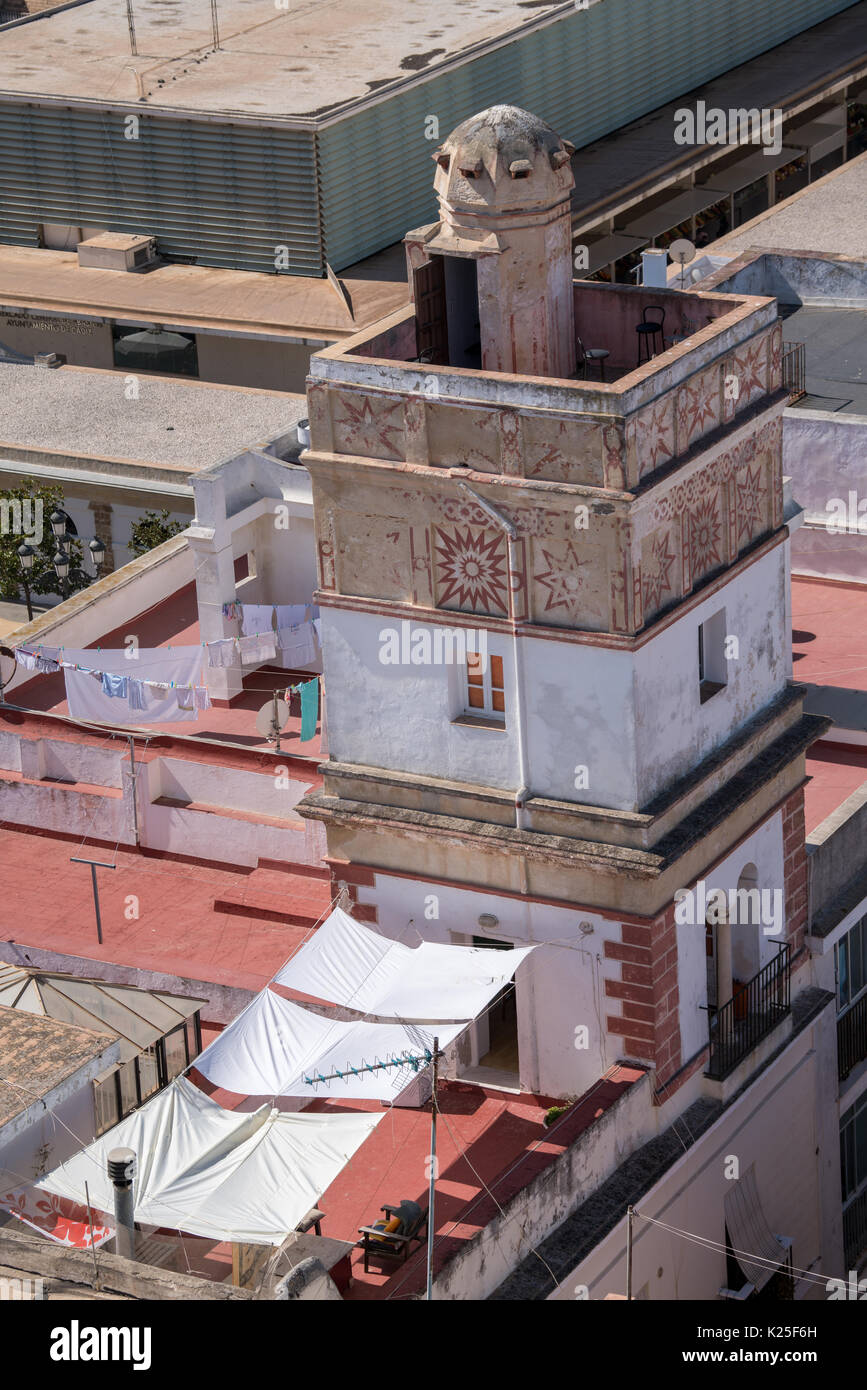 Le torri di guardia in centro storico di Cádiz, Spagna Foto Stock