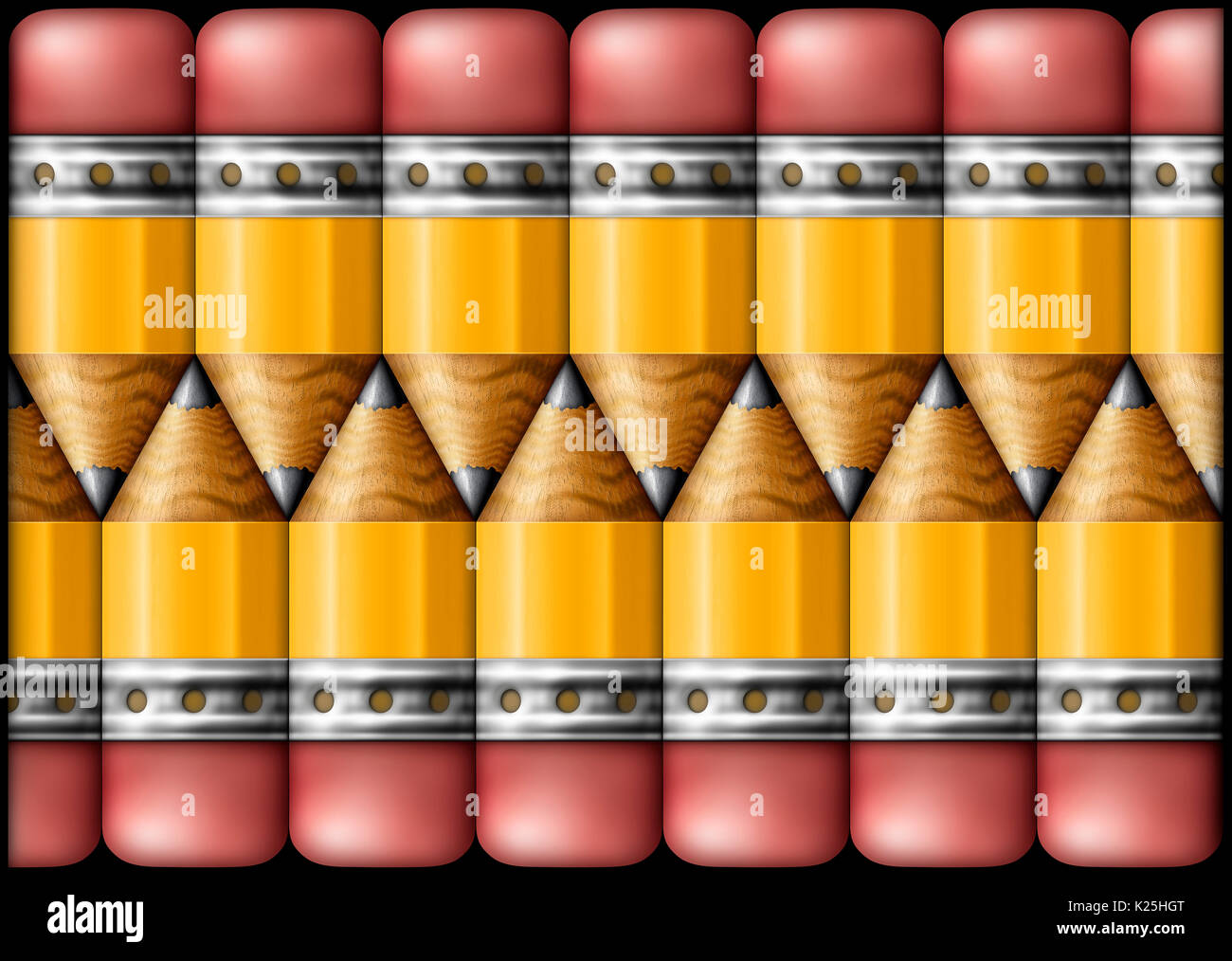 Illustrazione di matite disposti in un modello. Foto Stock