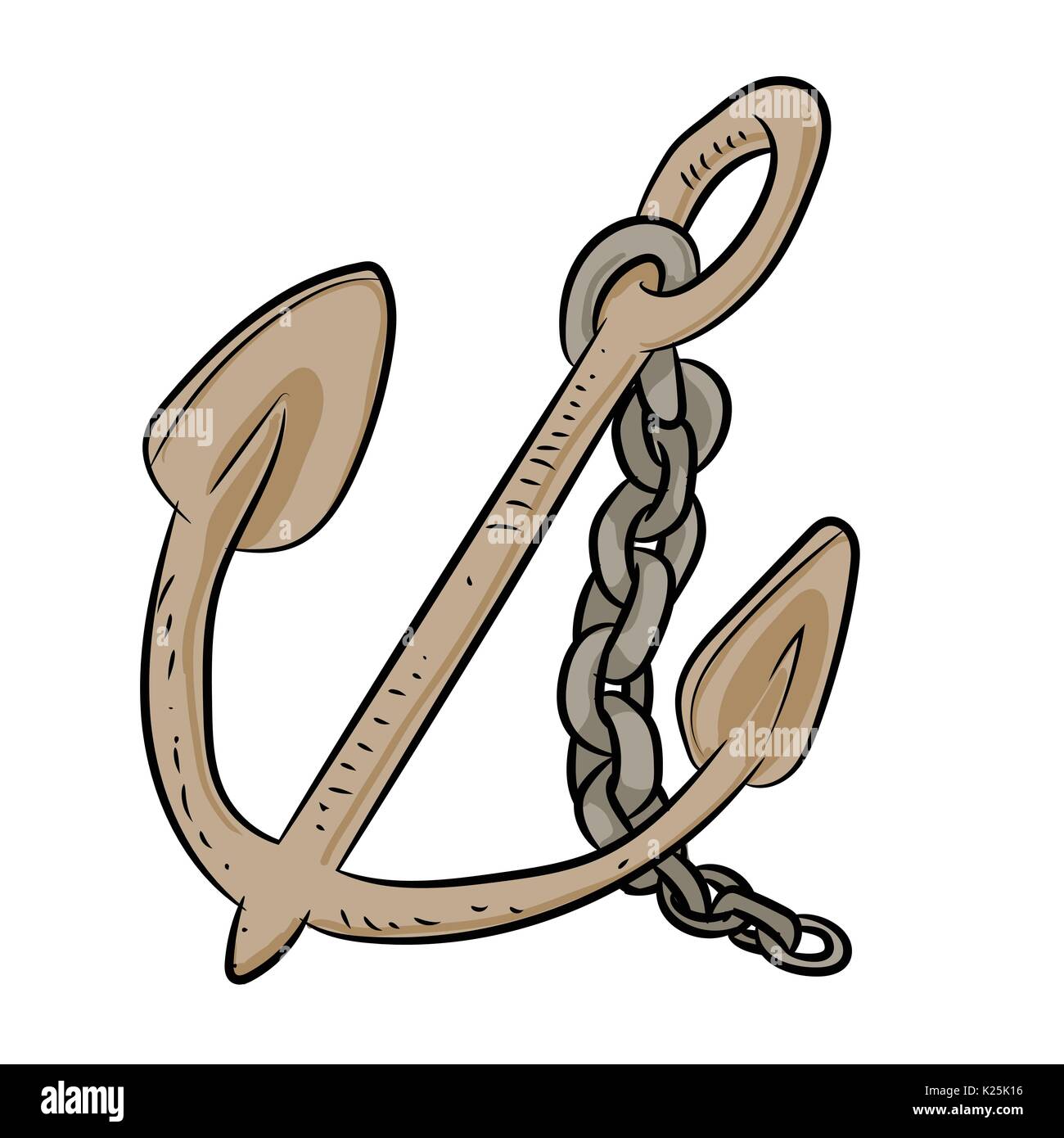 Disegnato a mano isolato di ancoraggio su sfondo bianco, quali un logo, illustrazione vettoriale Illustrazione Vettoriale