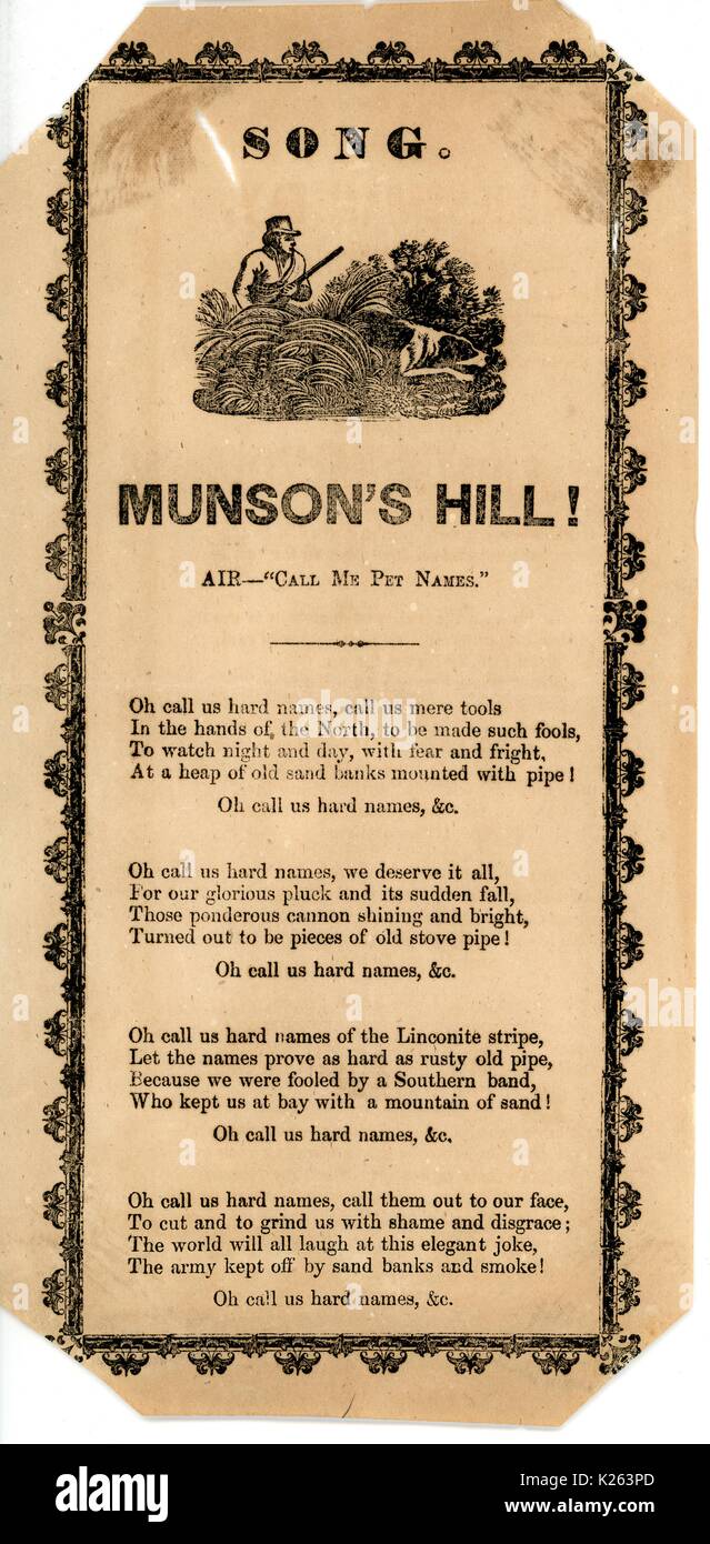 Costeggiata dalla guerra civile americana, intitolata "unson's Hill!", beffando il raccordo dello sforzo per essere ingannati dai Confederati a Munson Hill, 1861. Foto Stock