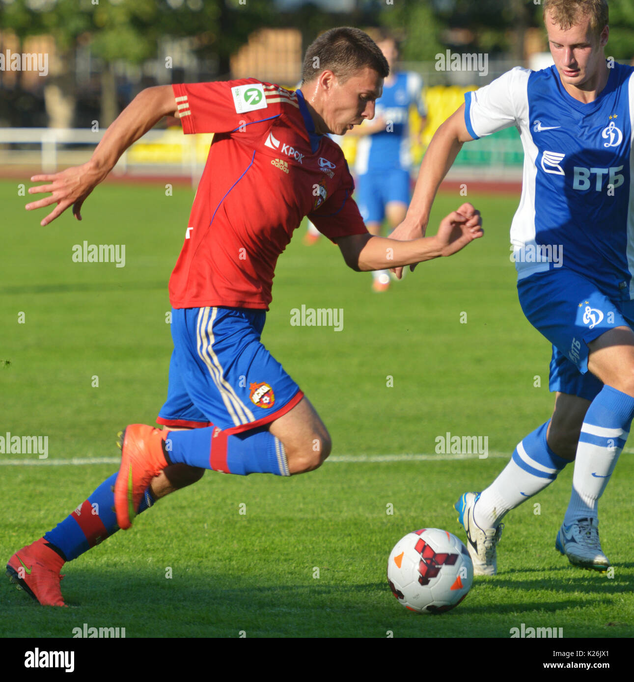 Mosca, Russia - Luglio 22, 2014: Partita dinamo Mosca - CSKA Mosca durante il Lev Yashino VTB Cup, il torneo internazionale di U21 squadre di calcio. Foto Stock