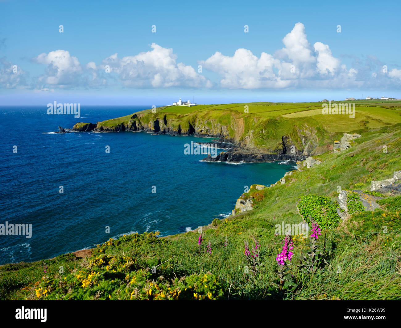 Lizard faro, Lizard Point, penisola di Lizard, Cornwall, England, Regno Unito Foto Stock