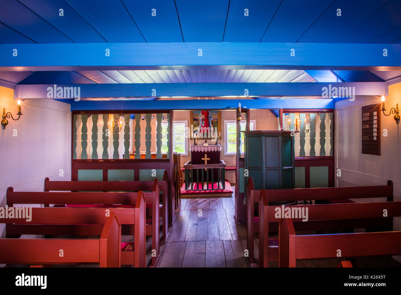 Hof, in Öraefi, è un cluster di aziende agricole nel comune di Sveitarfélagið Hornafjörður nel sud-est dell'Islanda, vicino al ghiacciaio Vatnajökull e venti Foto Stock