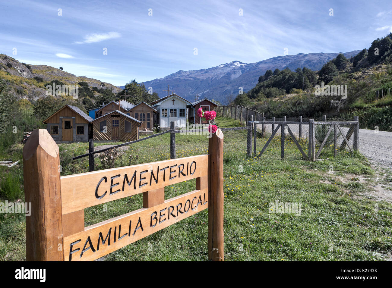 Berrocal cimitero della famiglia Puerto Rio Tranquilo Patagonia Cile lungo X728 Cruce Ruta 7 Bay (Bahia) Exploradores Foto Stock
