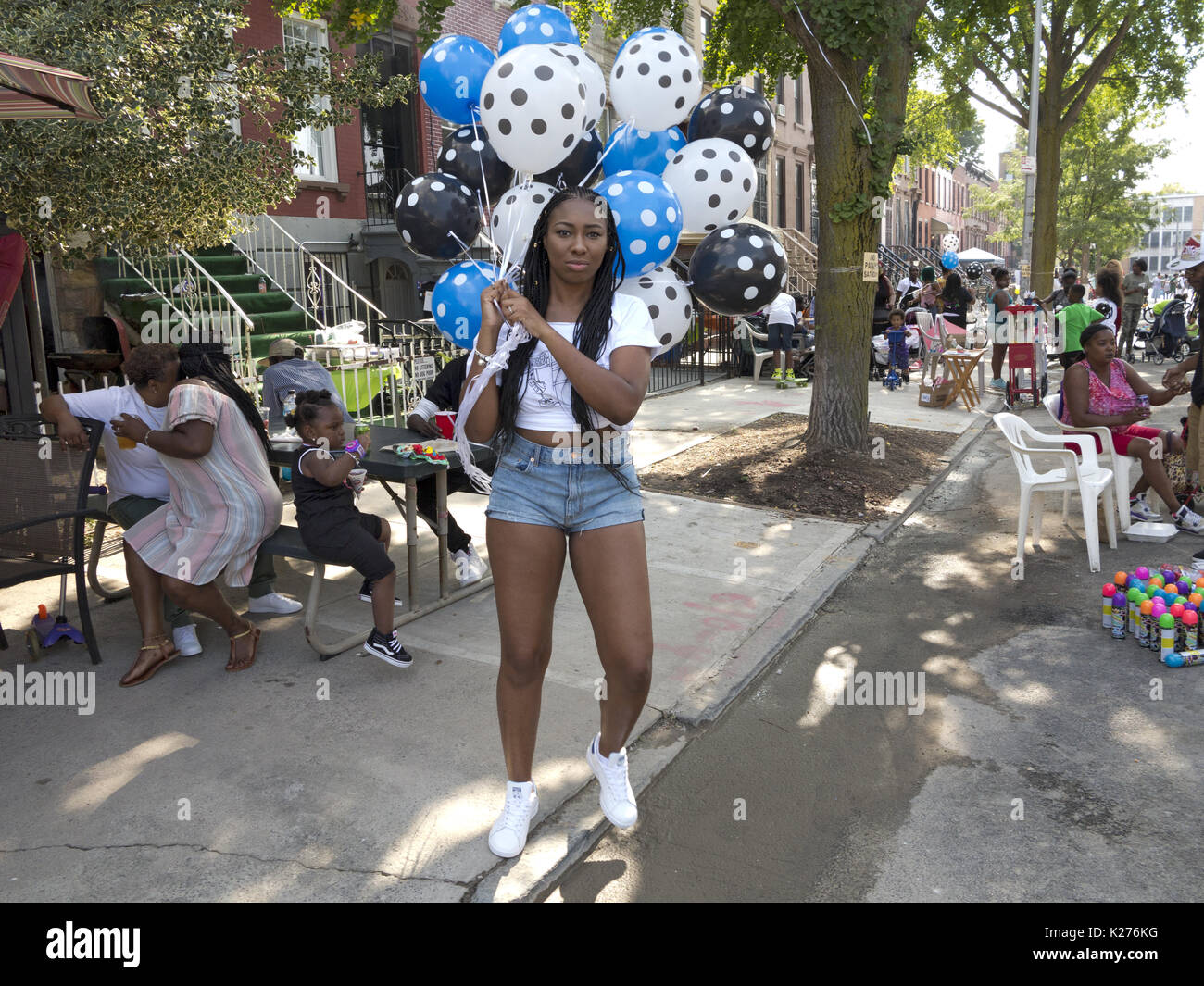 Block party in Bedford Stuyvesant sezione di Brooklyn, NY, Aug.26, 2017. Foto Stock