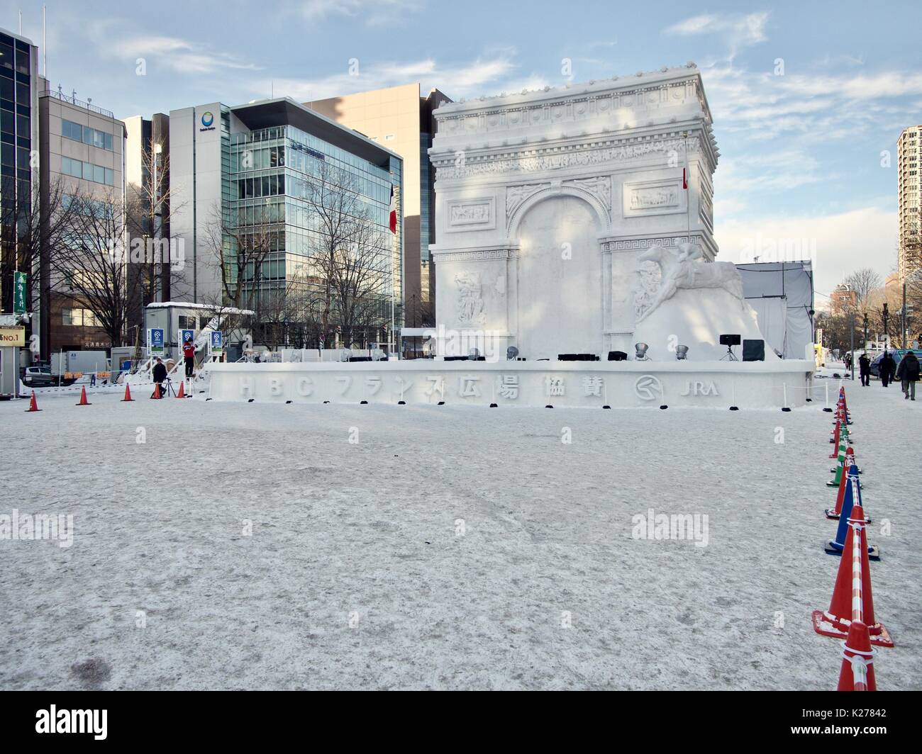 Scultura di neve al 2017 Sapporo Snow Festival, Parco Odori, Hokkaido, Giappone Foto Stock