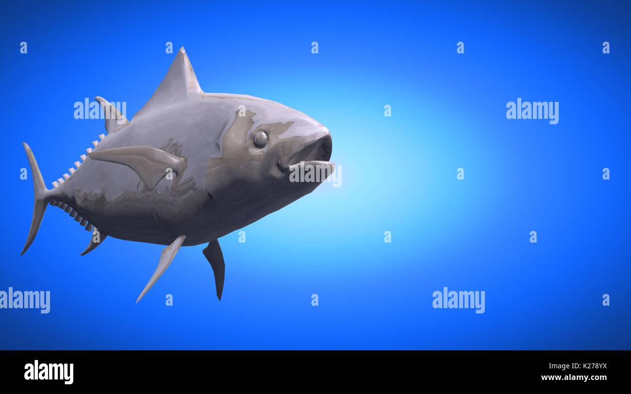 3D rendering di un riflettente di forma di pesce di nuoto con le pinne Foto Stock