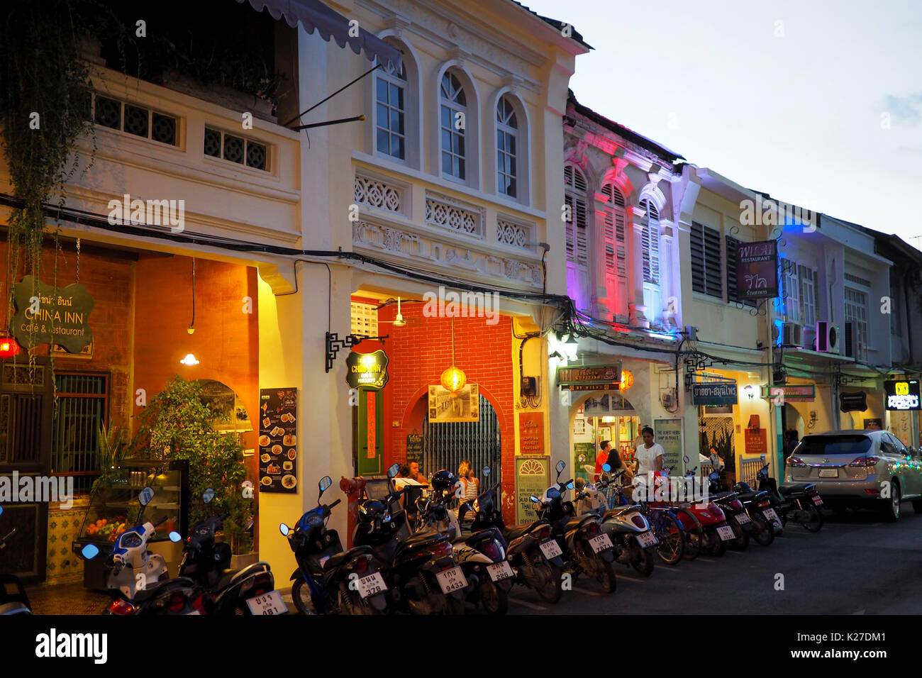 Vecchie botteghe di Phuket citta vecchia, Thailandia Foto Stock