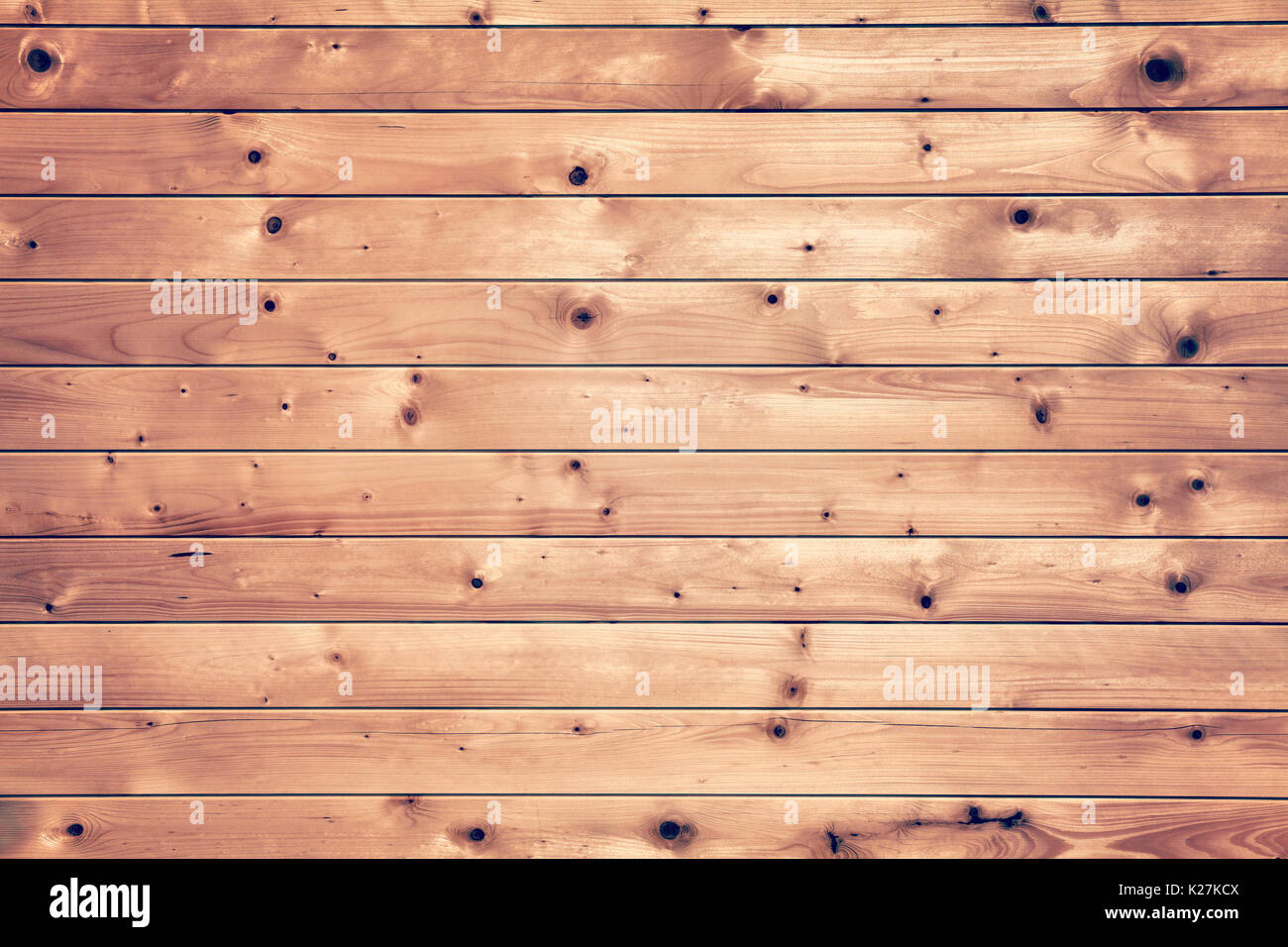 Asse di legno casa wall, sfondo o texture, tonificazione del colore applicato. Foto Stock