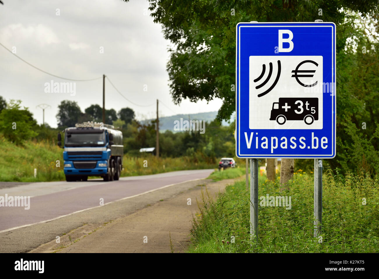 Segno Viapass carica chilometro per i carrelli di +3,5 t. Foto Stock