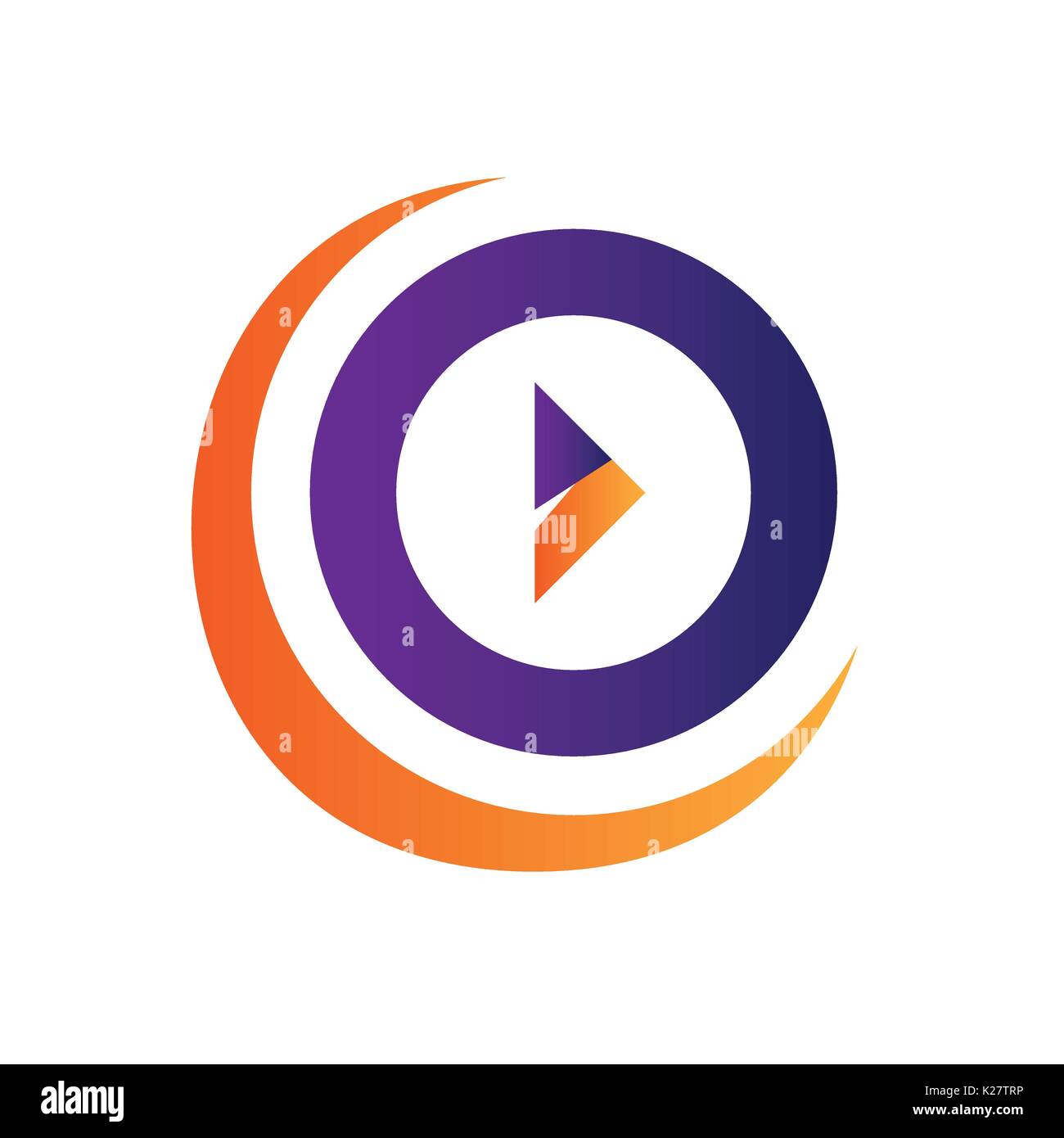 Elegante segno play, simbolo design, isolati su sfondo bianco. Illustrazione Vettoriale