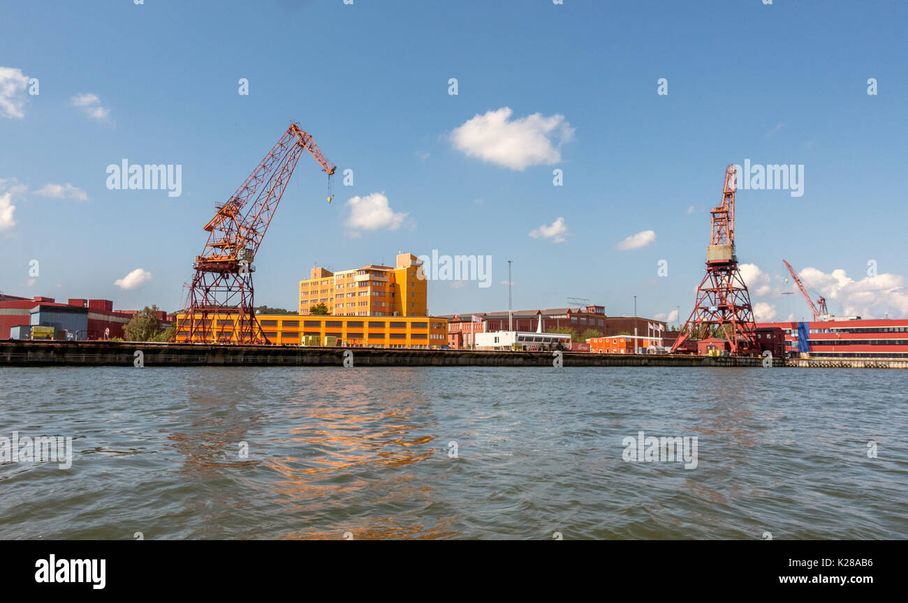 Göteborg, Svezia - 24 luglio 2017: Gru nel porto di Göteborg Foto Stock