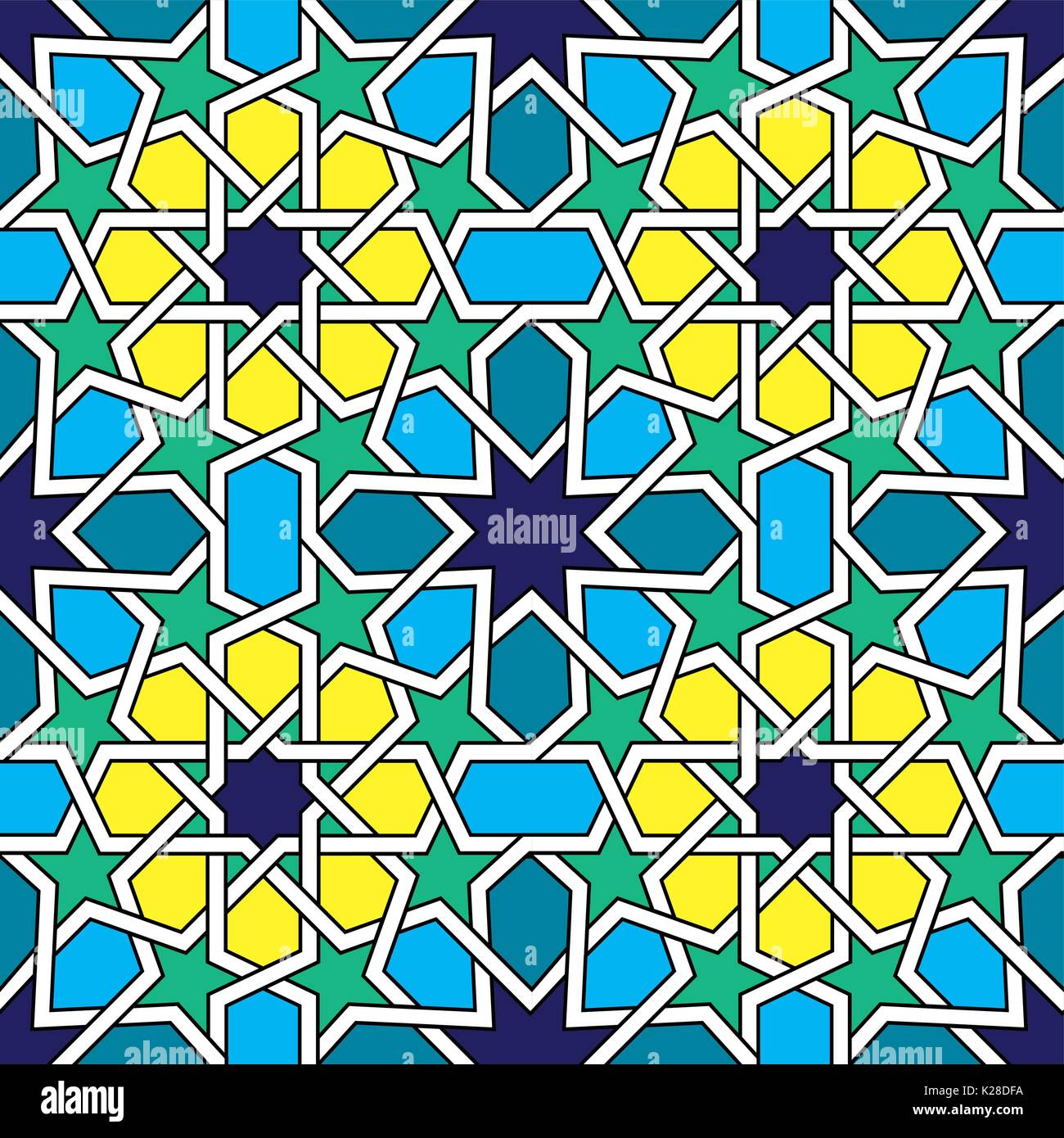 Piastrelle marocchine pattern, Moresco vettore perfetta progettazione astratta geometrica piastrelle Illustrazione Vettoriale