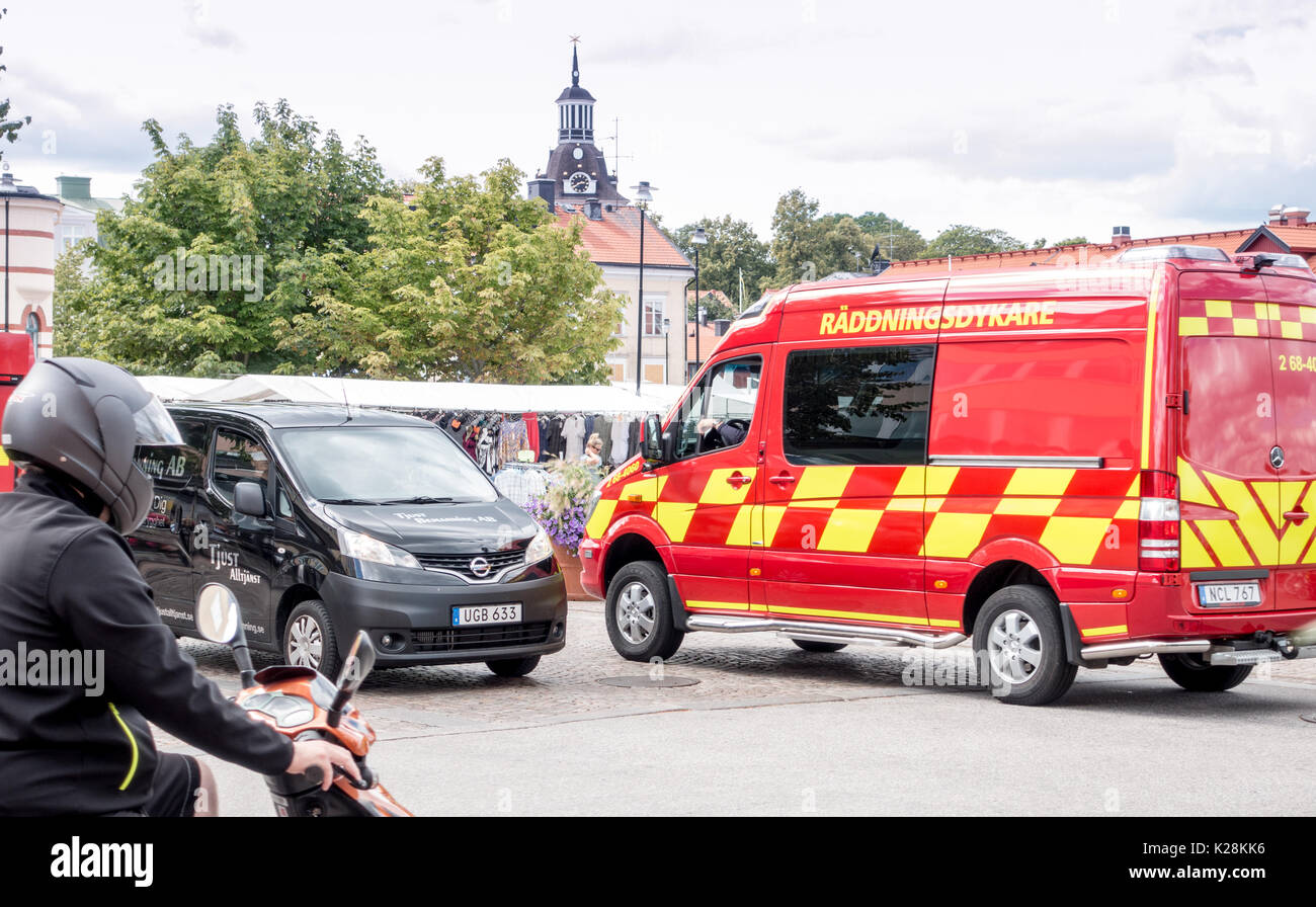 Vastervik, Svezia- Luglio 31, 2017: fire department Rescue Diver Foto Stock